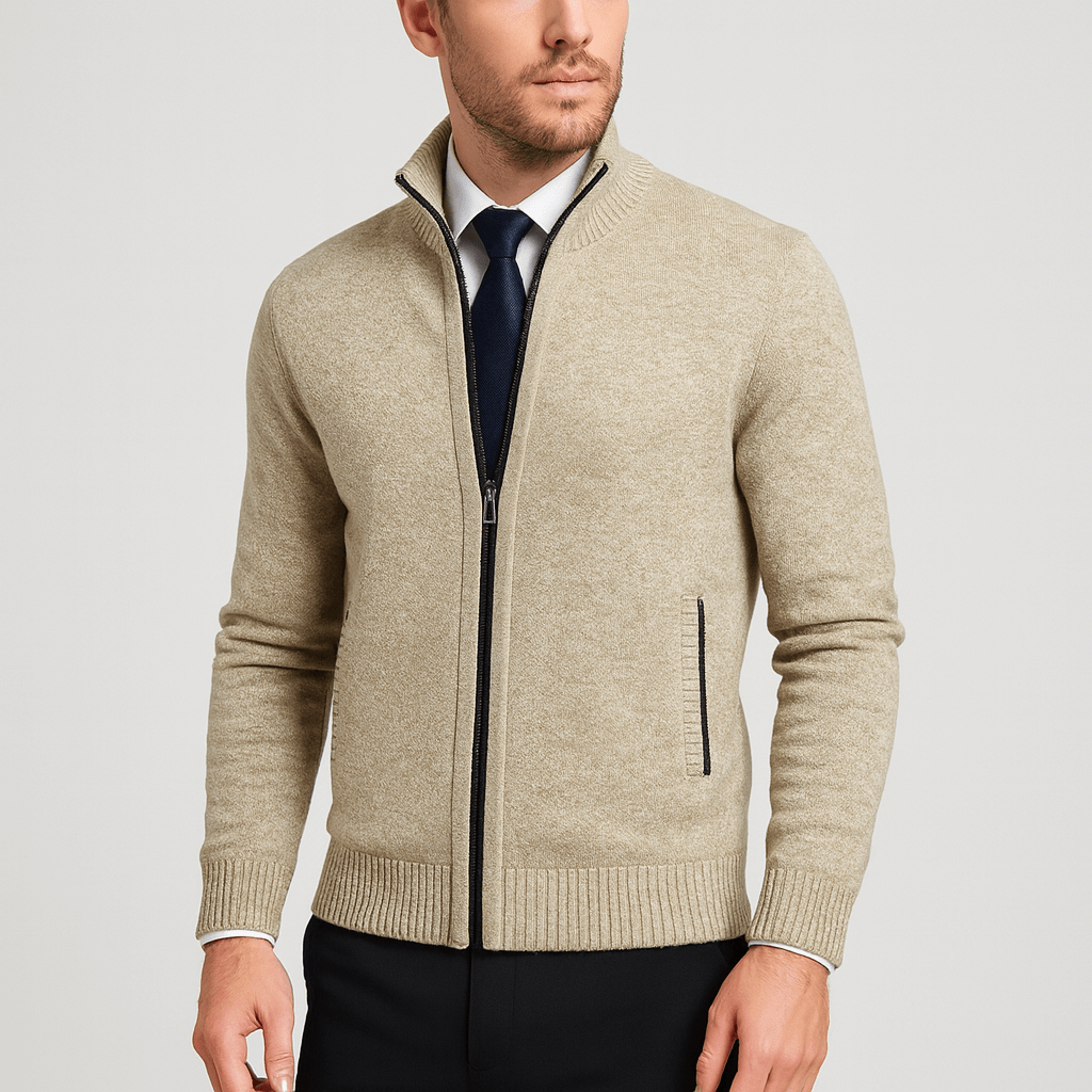 Noirski | Elegancki kardigan z wysokim kołnierzem