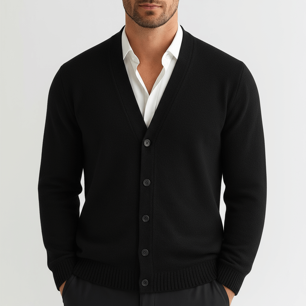 Noirski | Klasyczny długi kardigan z dekoltem w serek