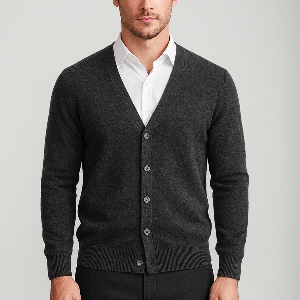 Noirski | Klasyczny długi kardigan z dekoltem w serek