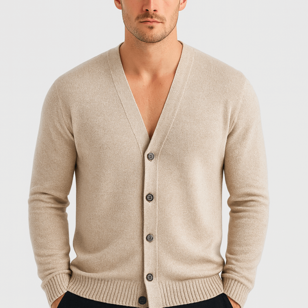 Noirski | Klasyczny długi kardigan z dekoltem w serek