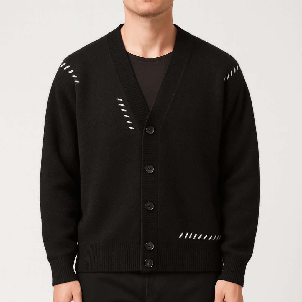 Noirski | Miękki wełniany kardigan z klasycznym guzikiem