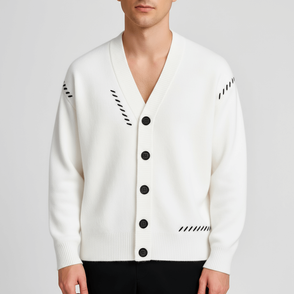 Noirski | Miękki wełniany kardigan z klasycznym guzikiem