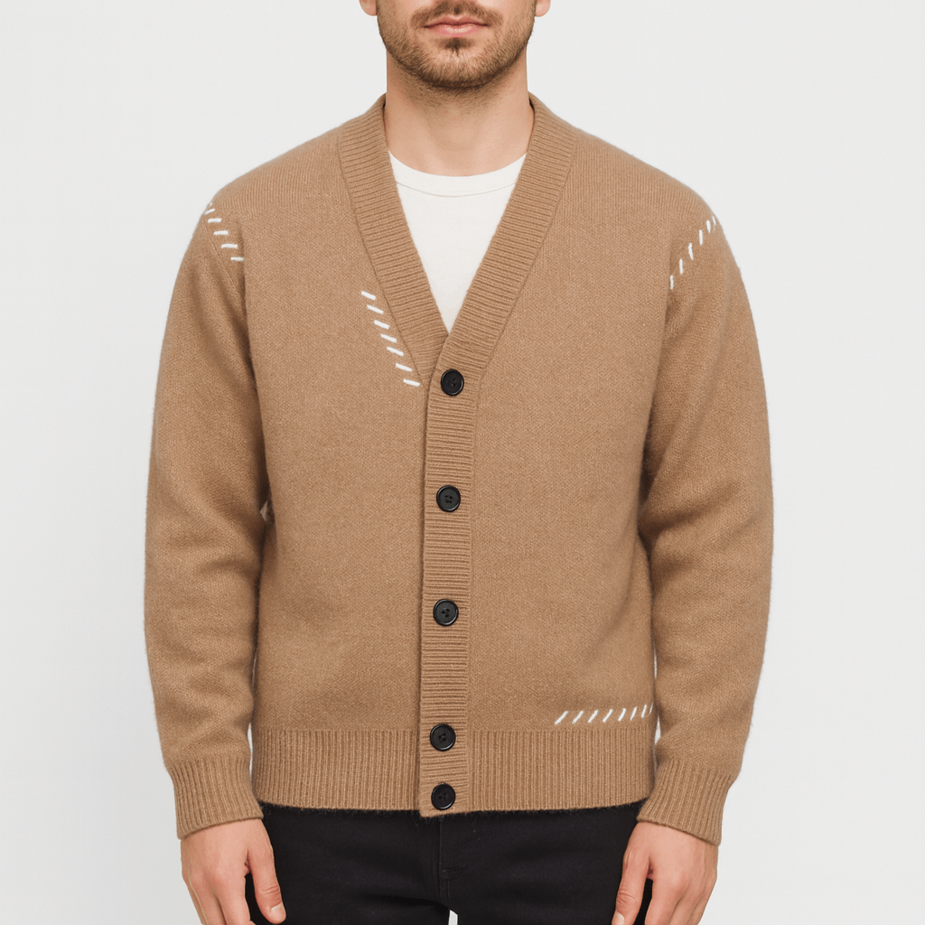 Noirski | Miękki wełniany kardigan z klasycznym guzikiem