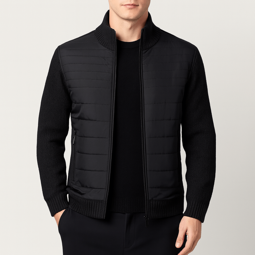 Noirski | Pikowany kardigan z dzianinowymi rękawami