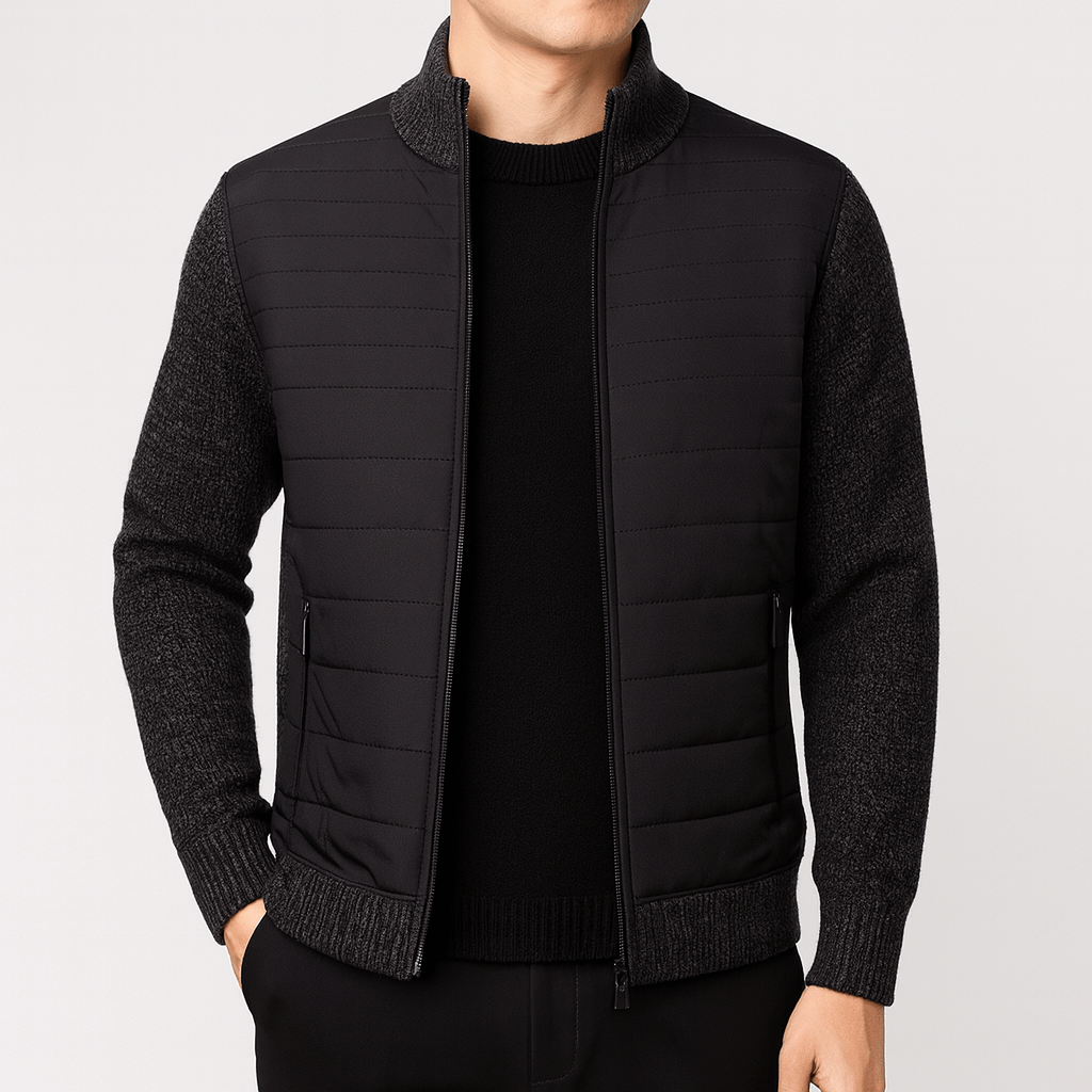 Noirski | Pikowany kardigan z dzianinowymi rękawami