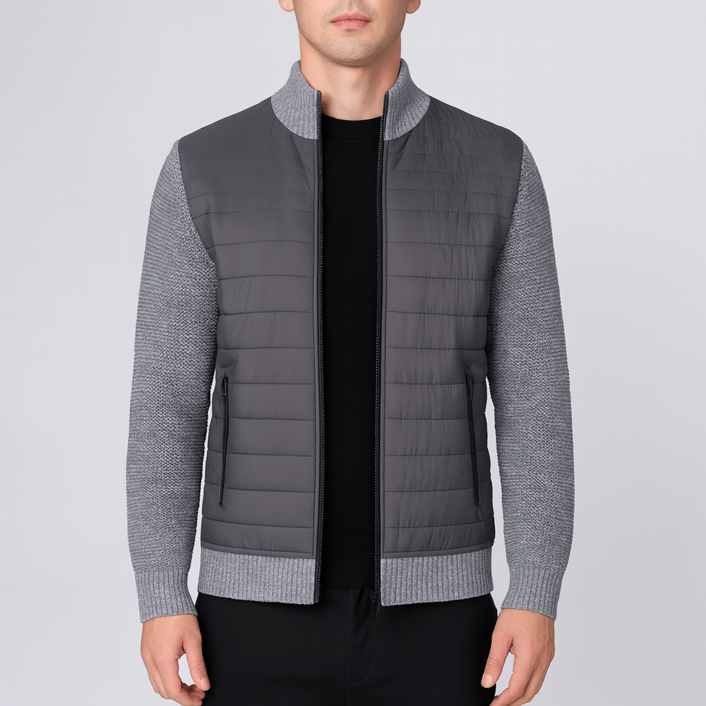 Noirski | Pikowany kardigan z dzianinowymi rękawami