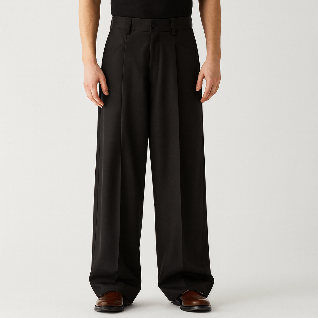 Noirski | Stylowe spodnie z szerokimi nogawkami i plisami