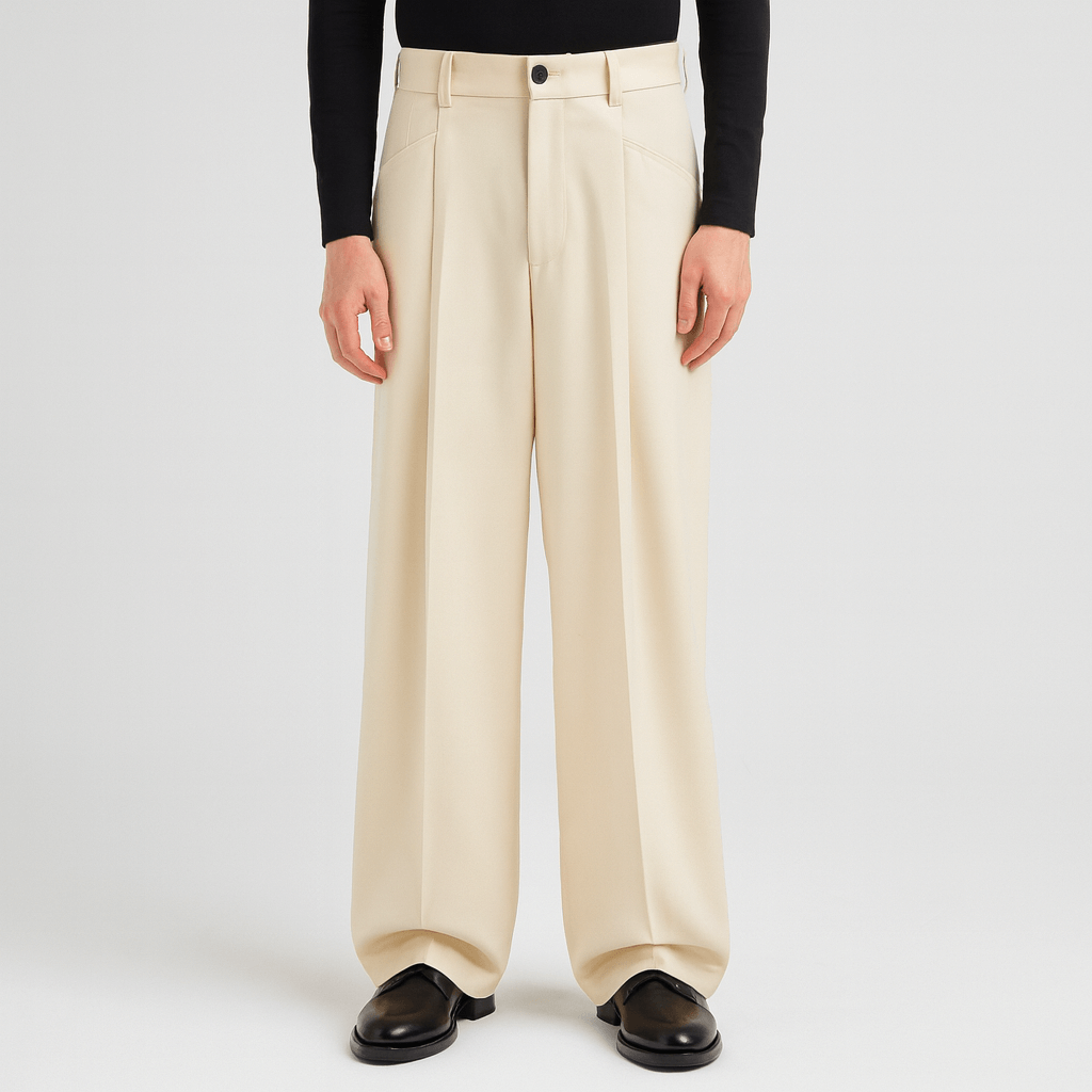 Noirski | Stylowe spodnie z szerokimi nogawkami i plisami