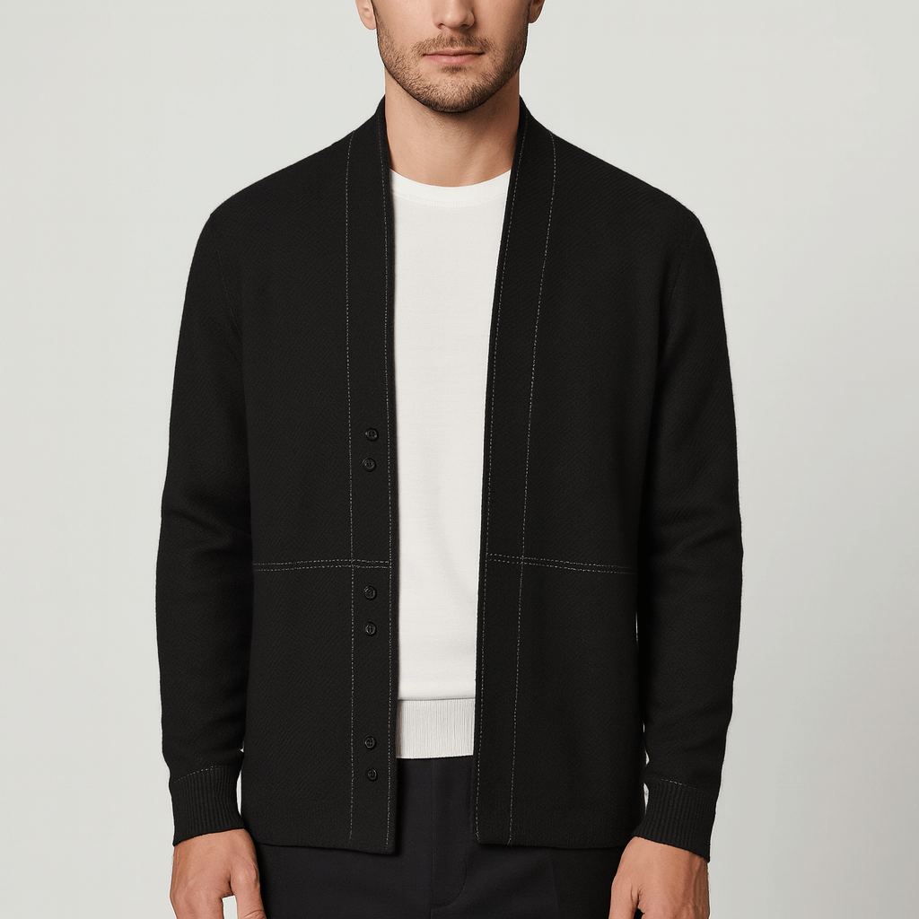 Noirski | Wełniany kardigan z żakardowym wzorem