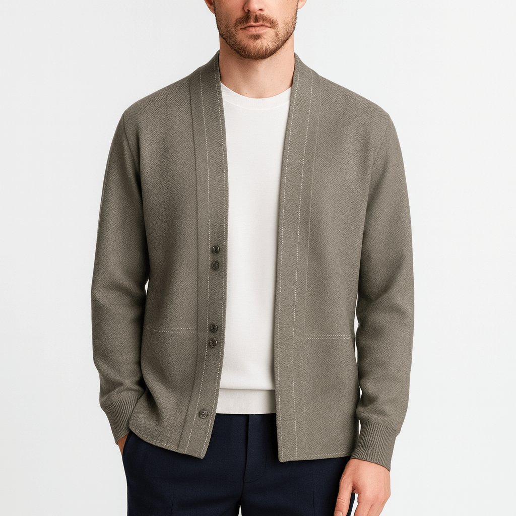 Noirski | Wełniany kardigan z żakardowym wzorem