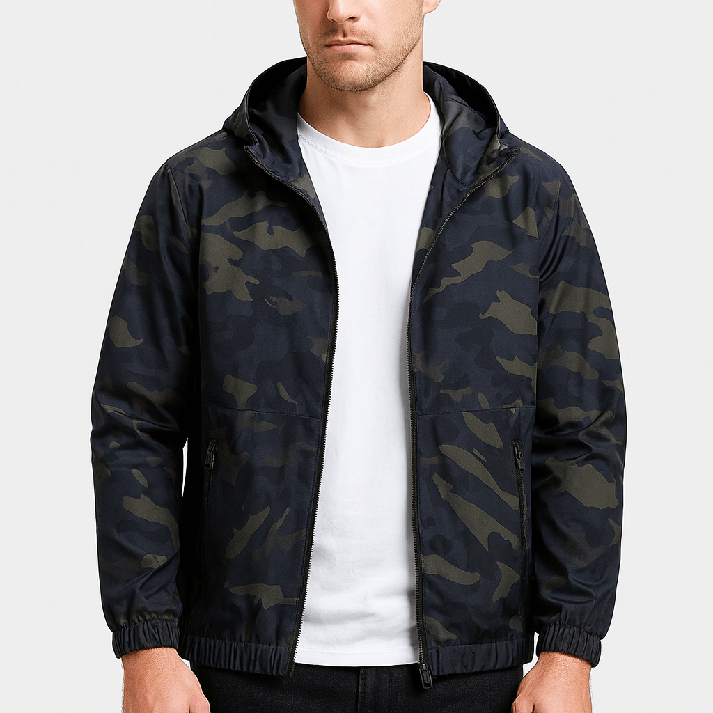 Noirski | Wiatroodporna kurtka wiatrówka w kamuflażu