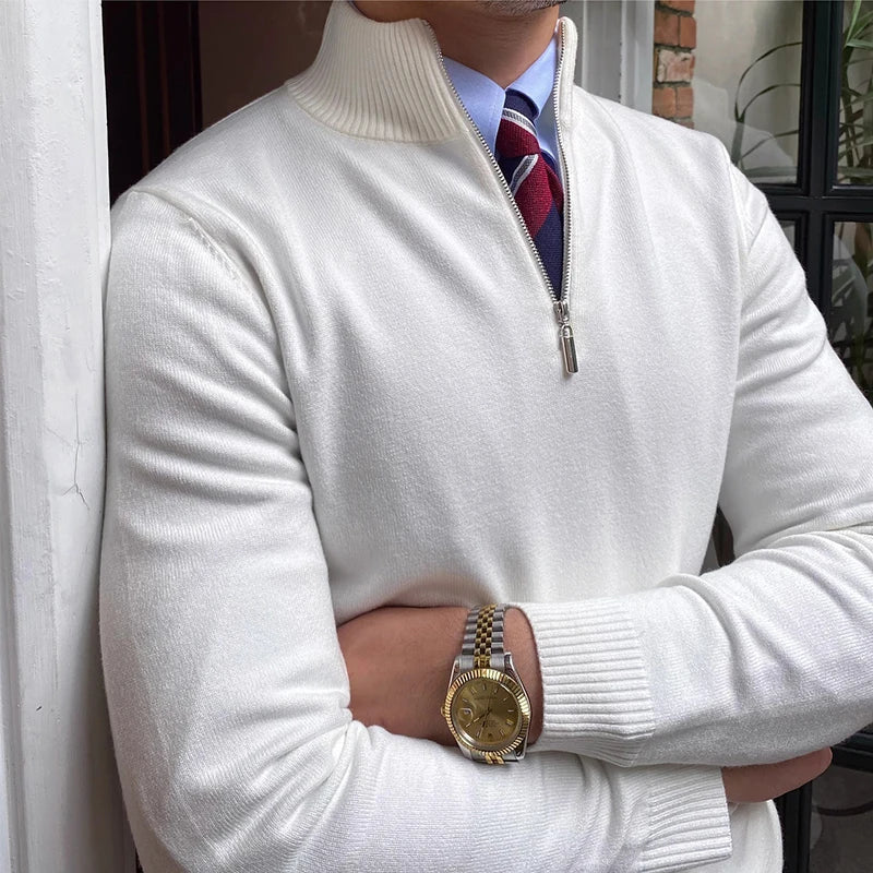 Sweter z zamkiem błyskawicznym mieszanki wełny, elegancki, codzienny