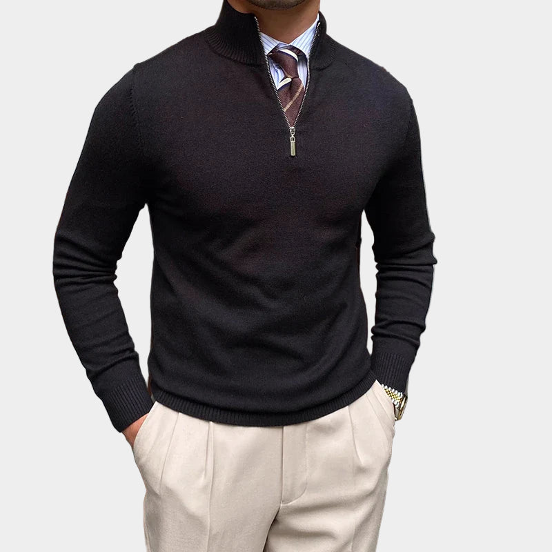 Sweter z zamkiem błyskawicznym mieszanki wełny, elegancki, codzienny