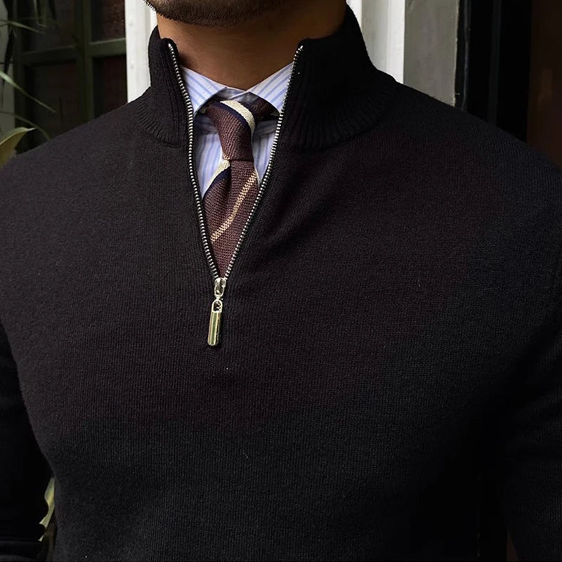 Sweter z zamkiem błyskawicznym mieszanki wełny, elegancki, codzienny