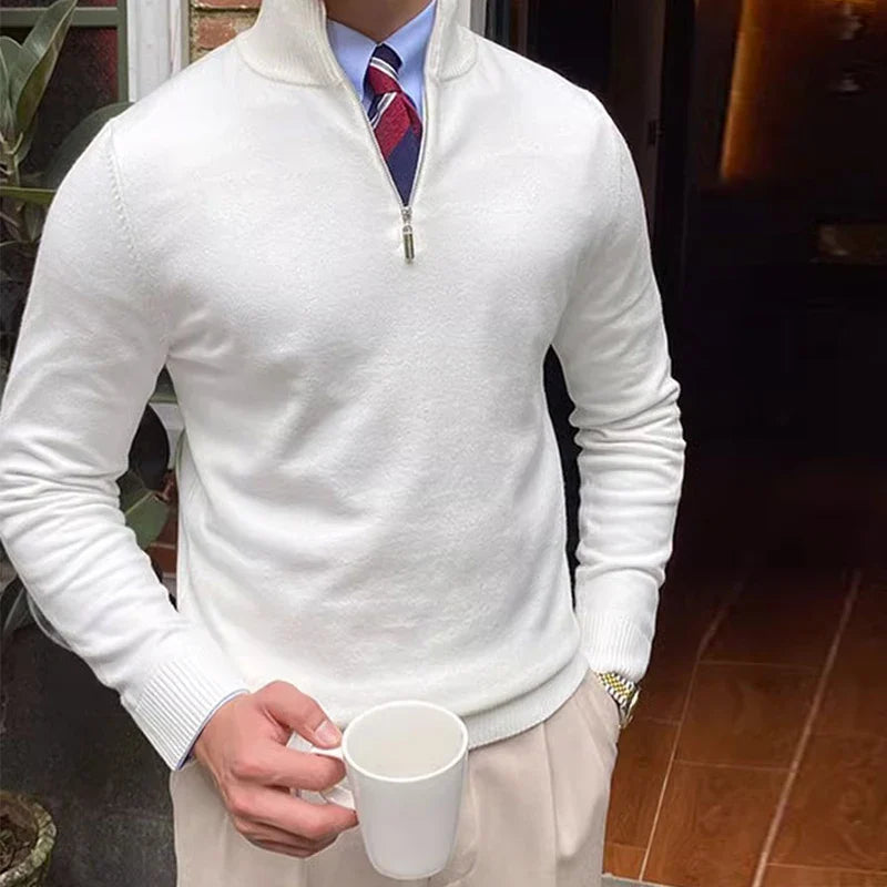 Sweter z zamkiem błyskawicznym mieszanki wełny, elegancki, codzienny