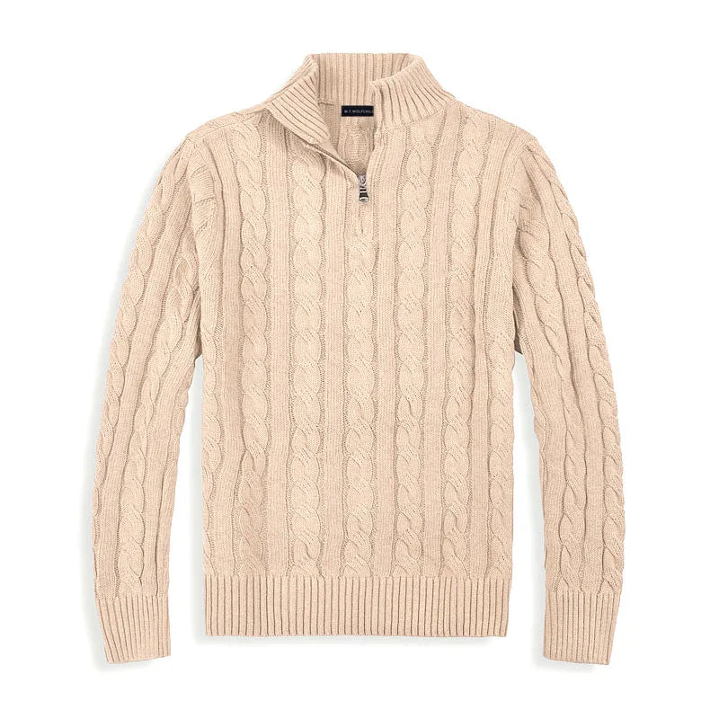 Sweter męski z zamkiem błyskawicznym prążkowanej bawełny z zamkiem do połowy