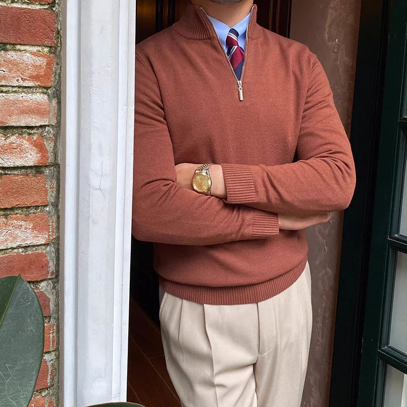 Sweter z zamkiem błyskawicznym mieszanki wełny, elegancki, codzienny