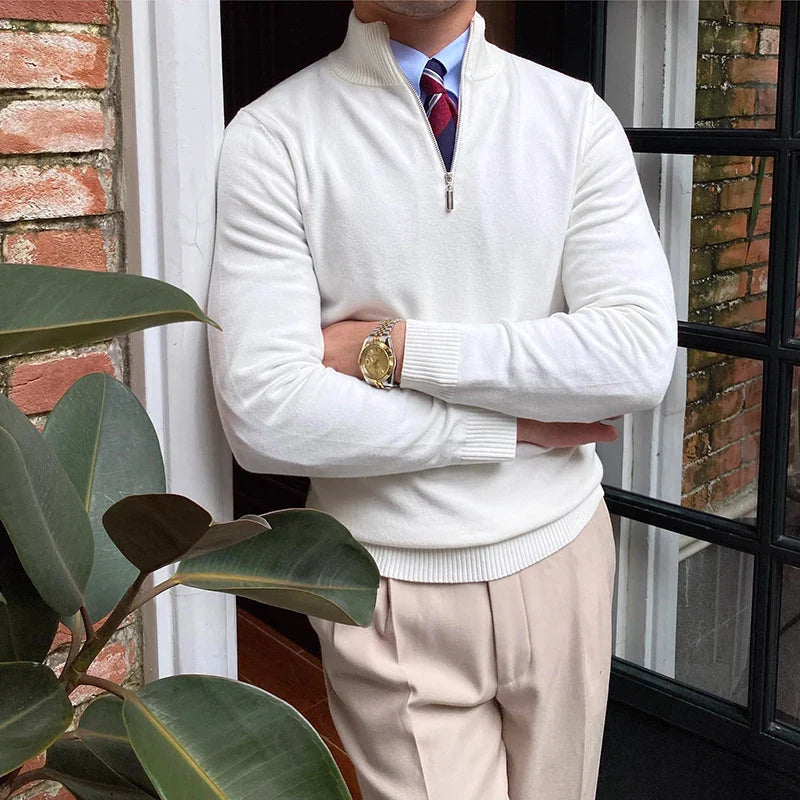 Sweter z zamkiem błyskawicznym mieszanki wełny, elegancki, codzienny