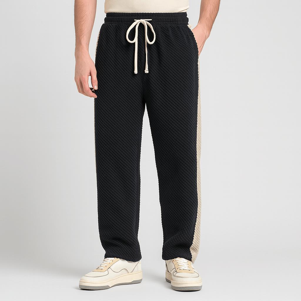 Spodnie dresowe z waflowym splotem i sznurkiem ściągającym – męskie, codzienne