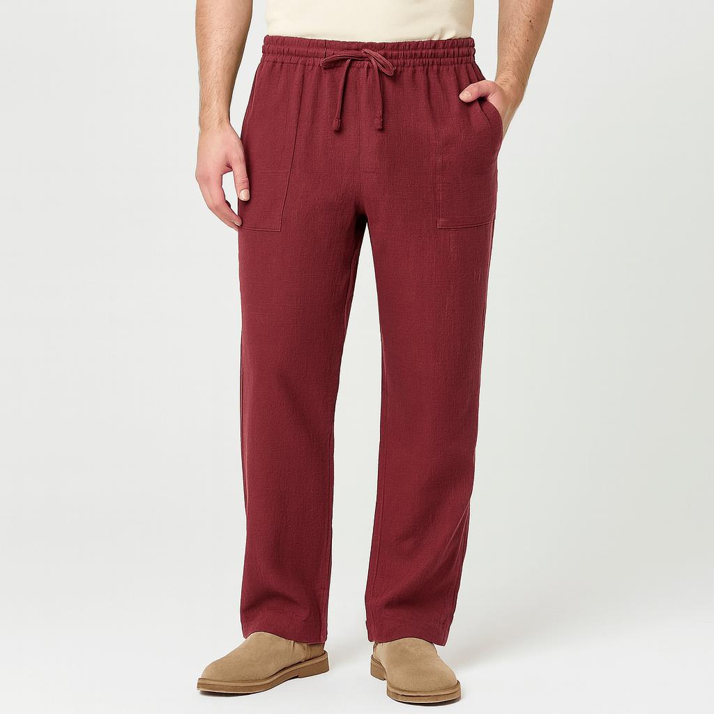 Spodnie z lnu o dopasowanym kroju i sznurkiem – lekkie, niezbędne dla mężczyzn