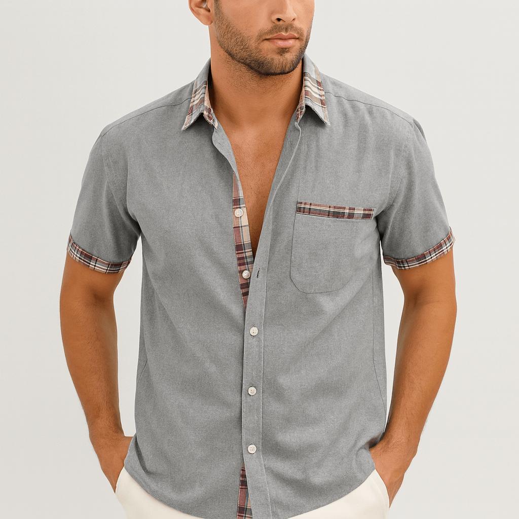 Stylowa koszula męska z krótkim rękawem i zapięciem na guziki