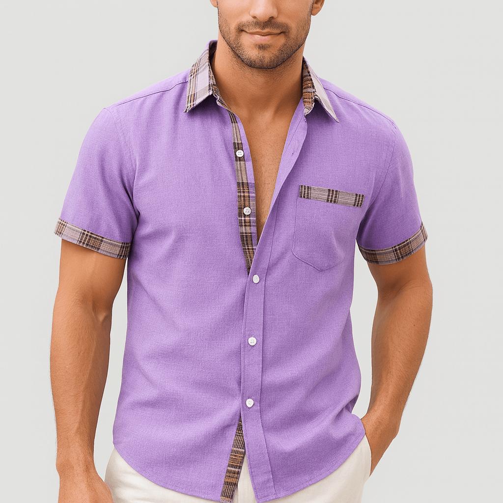 Stylowa koszula męska z krótkim rękawem i zapięciem na guziki