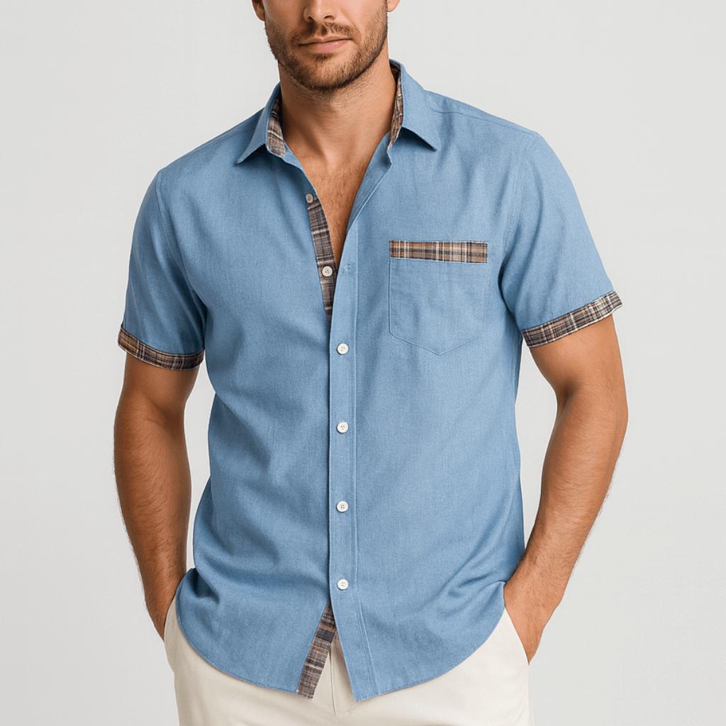 Stylowa koszula męska z krótkim rękawem i zapięciem na guziki