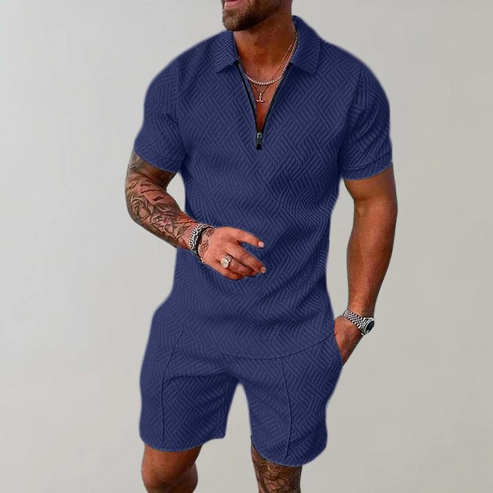 Stylowy zestaw | Koszulka polo z zamkiem i szorty 4