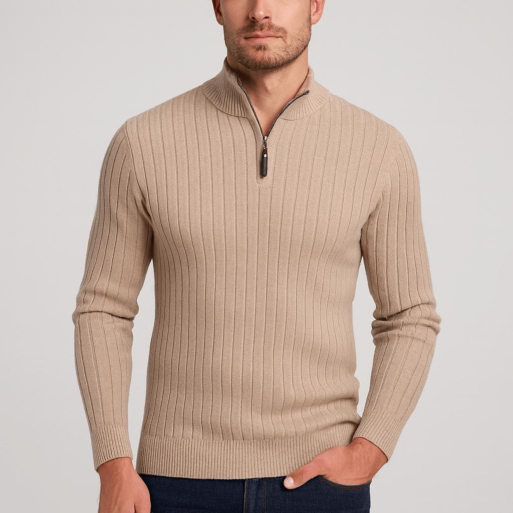 Sweter z bawełny z zamkiem błyskawicznym do połowy – wysoki kołnierz