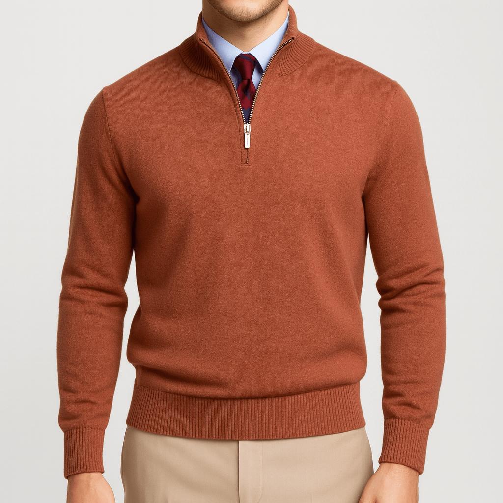 Sweter z zamkiem błyskawicznym mieszanki wełny, elegancki, codzienny