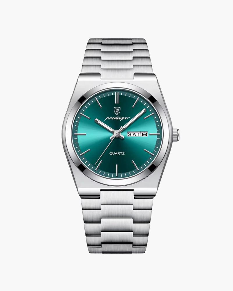 Zegarek Męski Stalowy 41 mm Czarny Kwarcowy z Chronografem i Wodoodpornością