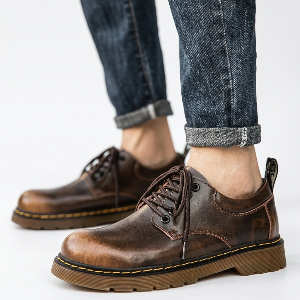 Buty skórzane męskie derby, sznurowane półbuty na co dzień i do garnituru - view 6