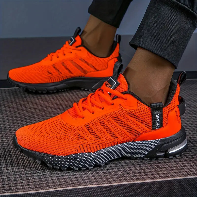 Buty sportowe męskie z siatki, lekkie i oddychające, z antypoślizgową podeszwą, do biegania i na siłownię - Pomarańczowy