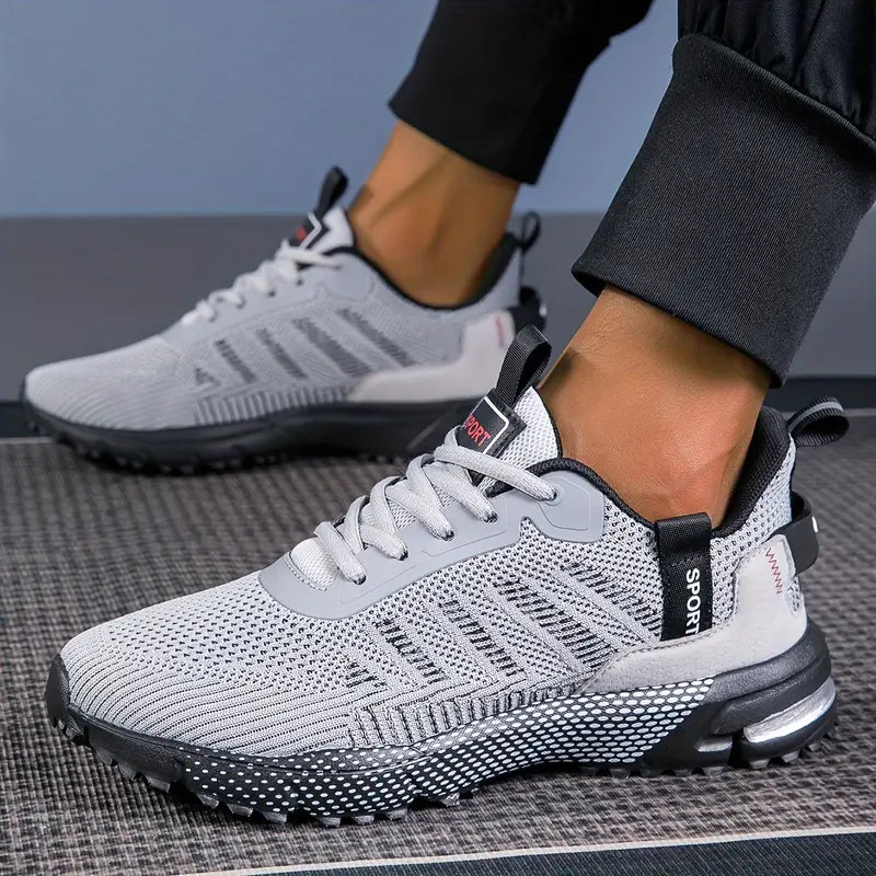 Buty sportowe męskie z siatki, lekkie i oddychające, z antypoślizgową podeszwą, do biegania i na siłownię - Szary