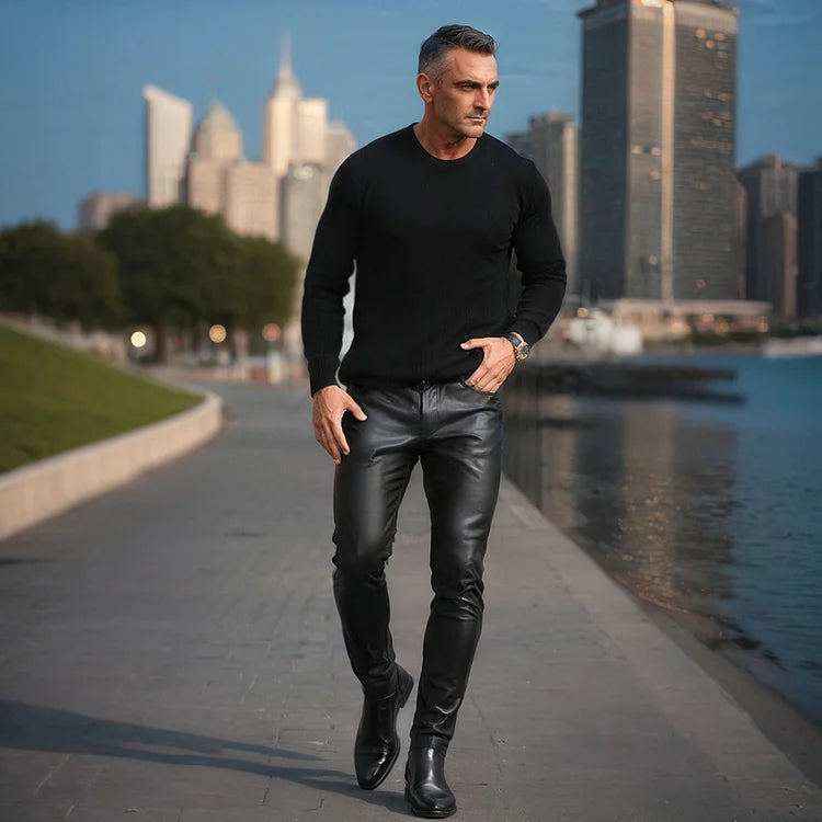 Noirski | Spodnie ze skóry PU o regularnym kroju