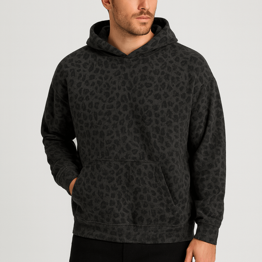 Noirski | Luźna bluza z kapturem w panterkę