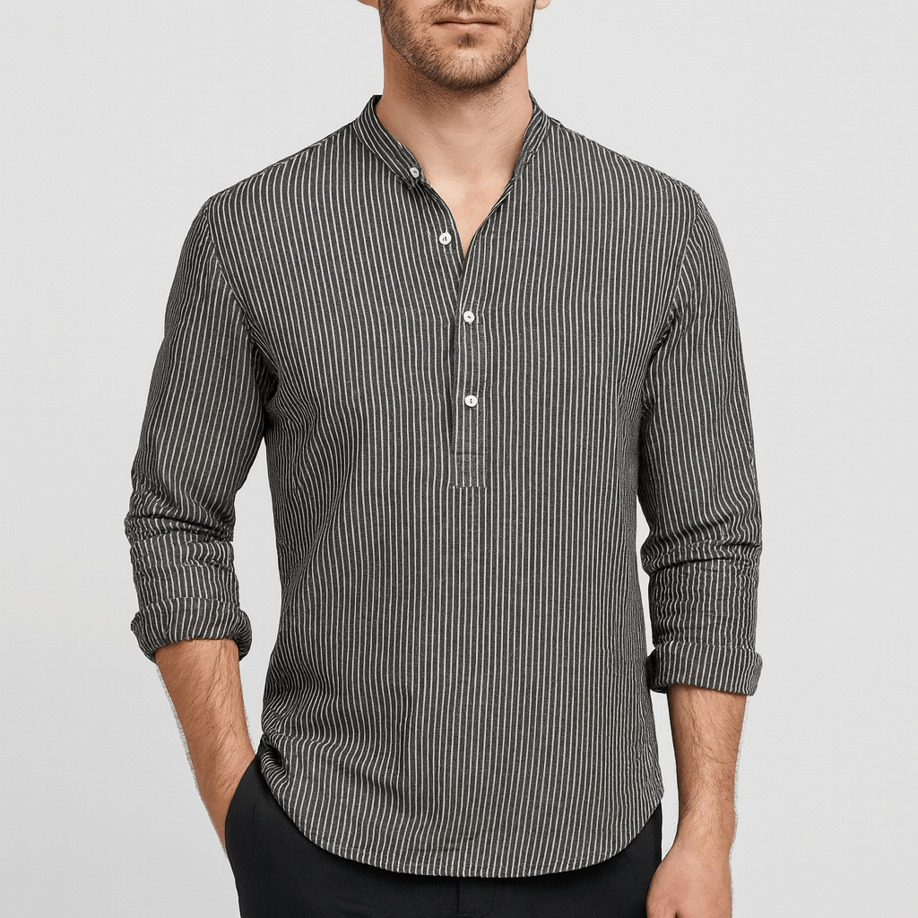 Noirski | Miękka, formalna koszula w paski z długim rękawem