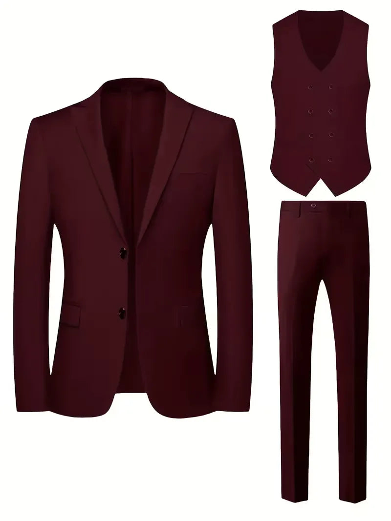 Garnitur męski trzyczęściowy slim fit z kamizelką, na wesele i na galę - garnitur ślubny - zdjęcie 25