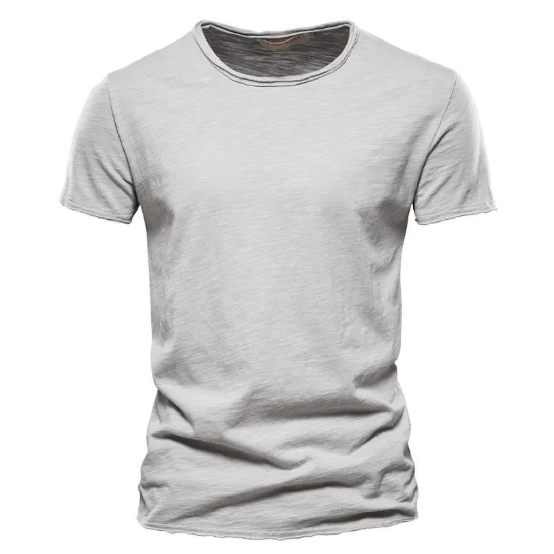 Koszulka męska z okrągłym dekoltem i krótkim rękawem, na lato - t-shirt basic - Szary