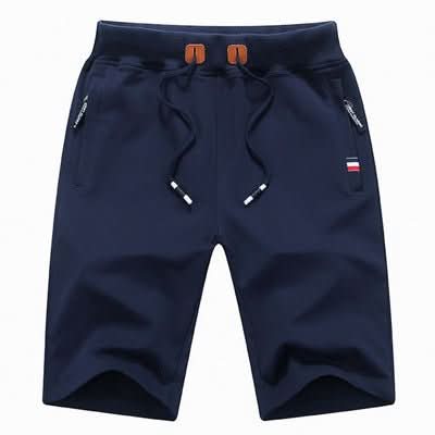 Krótkie spodenki męskie dresowe za kolano, sportowe na siłownię i na co dzień - szorty bermudy - Navy