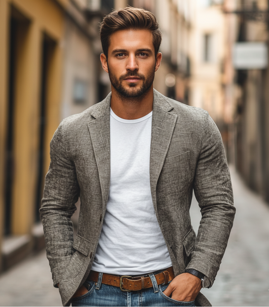 Marynarka męska slim fit, casualowa do jeansów, na wesele i do biura - view 5