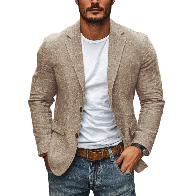 Marynarka męska slim fit, casualowa do jeansów, na wesele i do biura - Jasny khaki