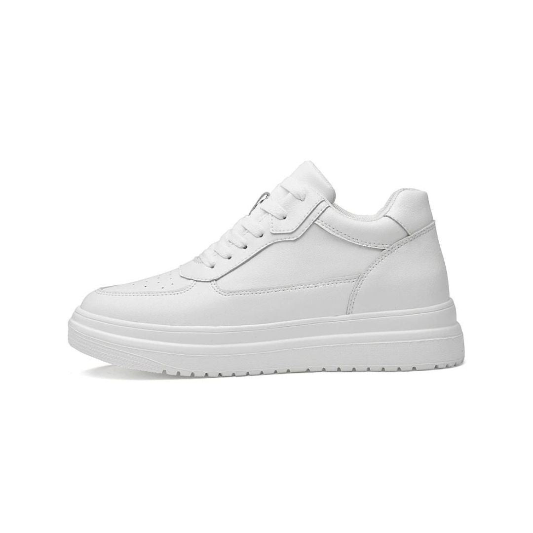 Sneakersy męskie podwyższające, niskie buty na wysokiej podeszwie, na co dzień i do biura - Biały +10CM