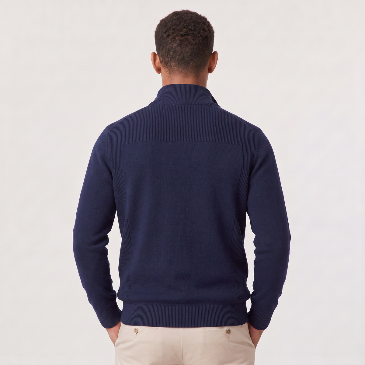 Sweter męski dzianinowy na zamek ze stójką, elegancki do koszuli i pod marynarkę - view 9