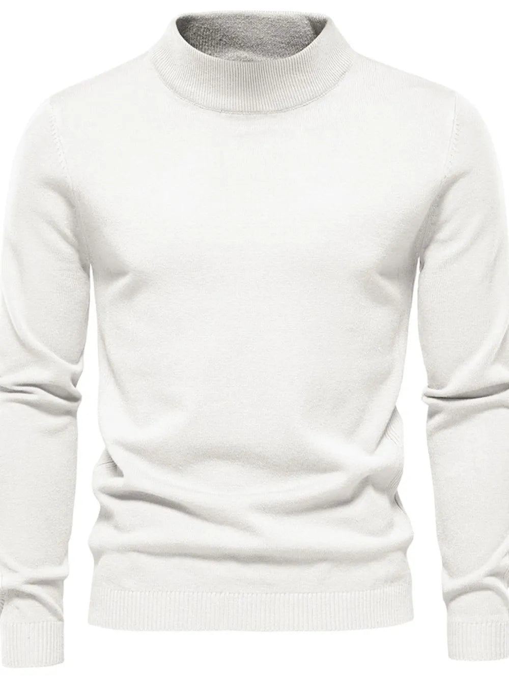 Sweter męski półgolf z dzianiny, elegancki i ciepły na jesień i zimę - Biały