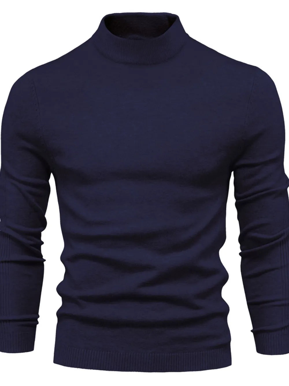 Sweter męski półgolf z dzianiny, elegancki i ciepły na jesień i zimę - Granatowy