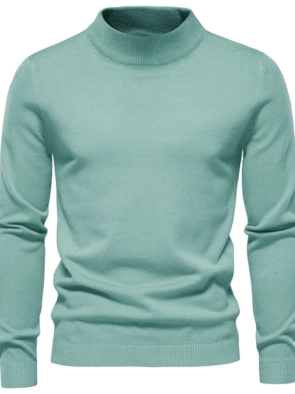 Sweter męski półgolf z dzianiny, elegancki i ciepły na jesień i zimę - Liść Eukaliptusa