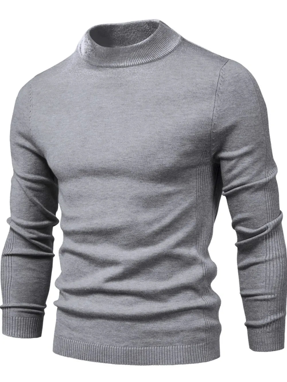Sweter męski półgolf z dzianiny, elegancki i ciepły na jesień i zimę - Szary