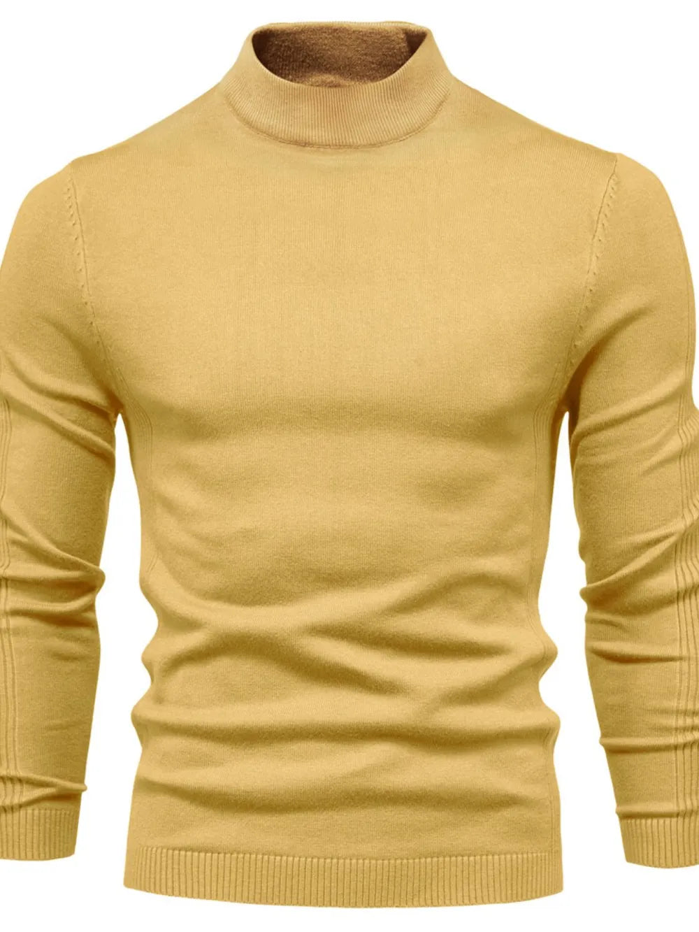 Sweter męski półgolf z dzianiny, elegancki i ciepły na jesień i zimę - Złoty