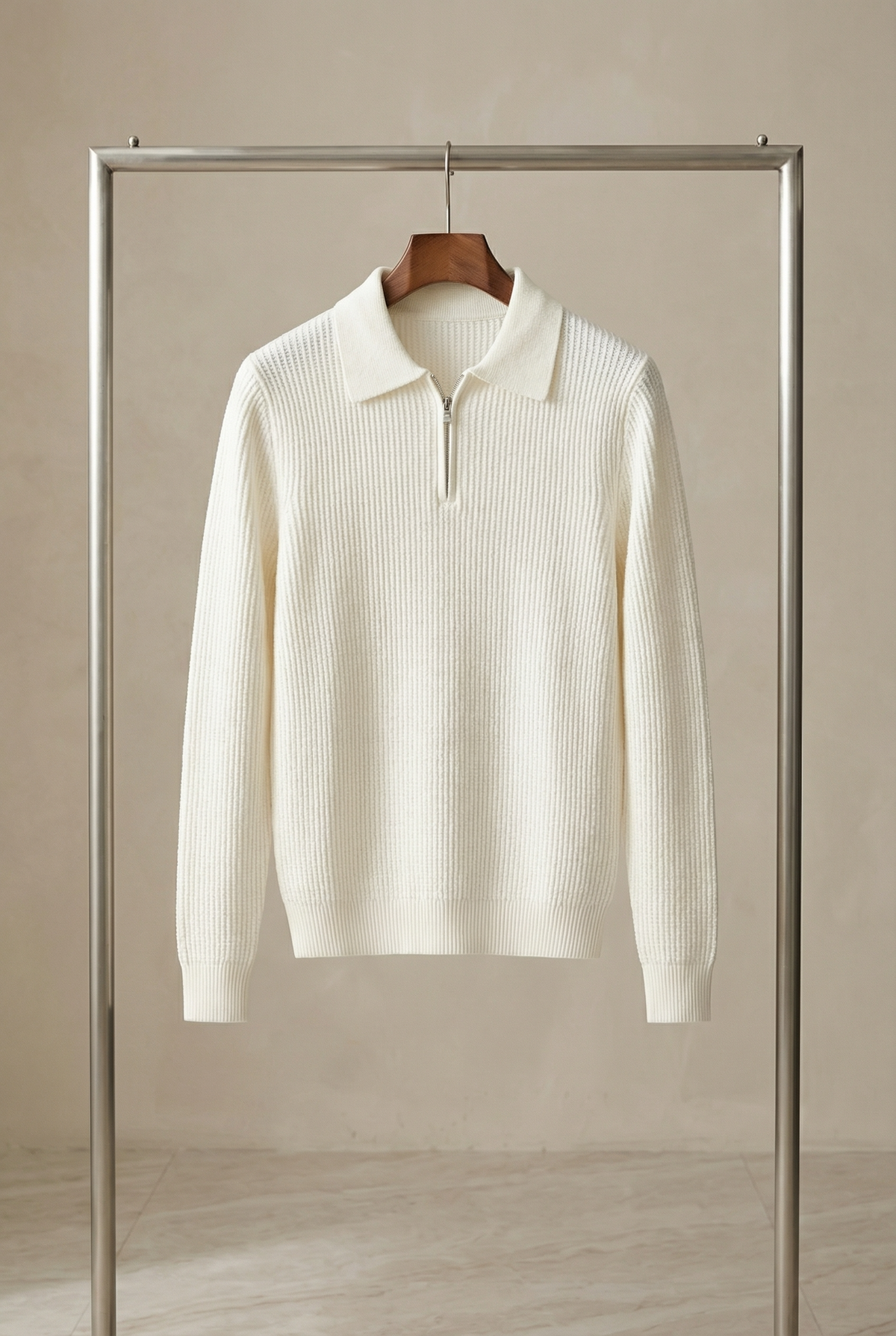 Sweter męski z suwakiem i kołnierzem, elegancki na jesień i zimę - półgolf ze stójką - zdjęcie 8